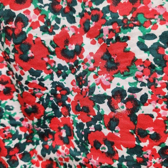 J Crew Womens Poplin Ruffle Top Size M Long Sleeve Red Multicolor Poppies Button - Picture 6 of 11